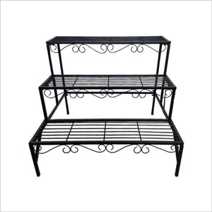 3 Tier Flower Stand Plant Rack Metal - Black