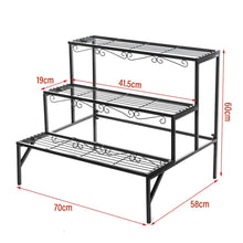 Load image into Gallery viewer, 3 Tier Flower Stand Plant Rack Metal - Black
