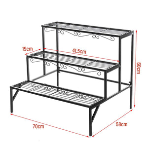 3 Tier Flower Stand Plant Rack Metal - Black