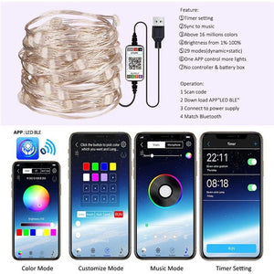 USB LED String Light Bluetooth App Control 5m 50LED