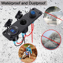 Load image into Gallery viewer, Waterproof Dual USB Charger Cigarette Lighter Socket Rocker Switch
