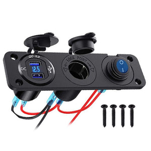 Waterproof Dual USB Charger Cigarette Lighter Socket Rocker Switch